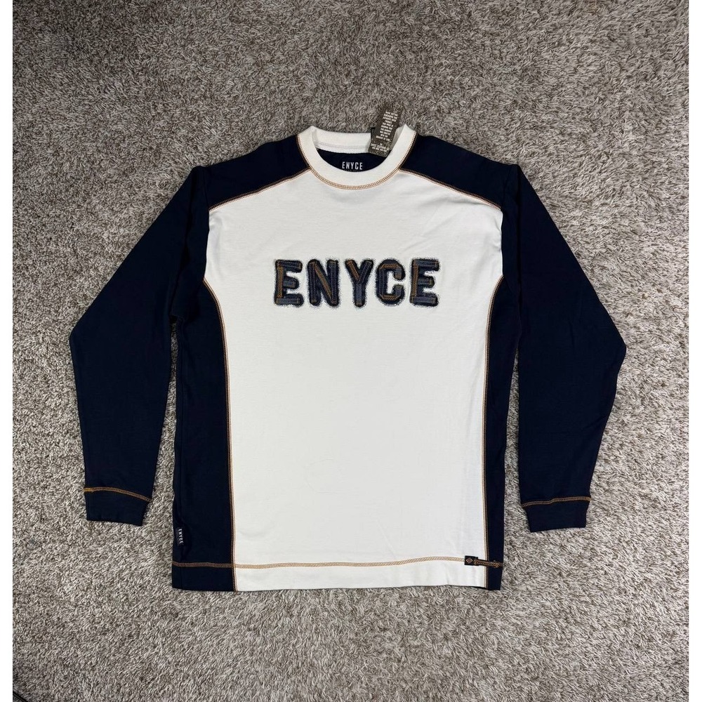 Vintage ENYCE Long Sleeve T-Shirt Y2K Streetwear Hip Hop Logo Color Block Tee XL